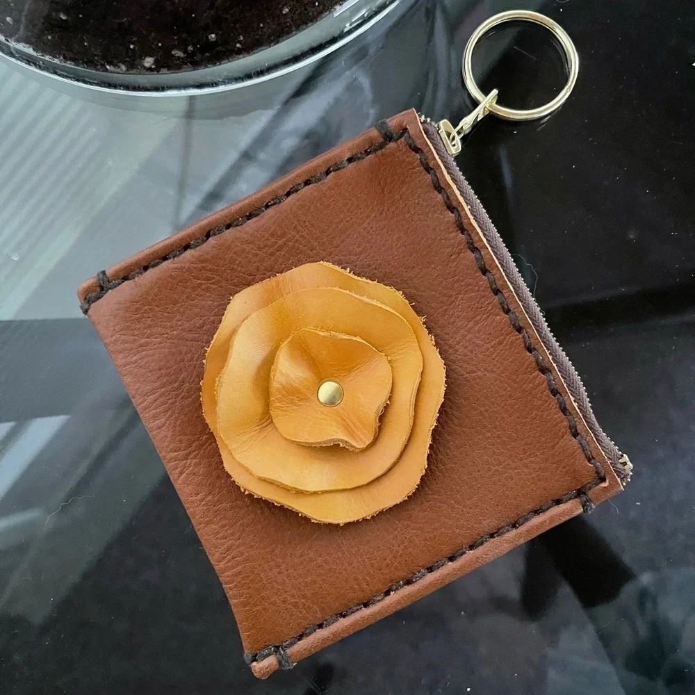 Leather Rose Coin Purse NWOT